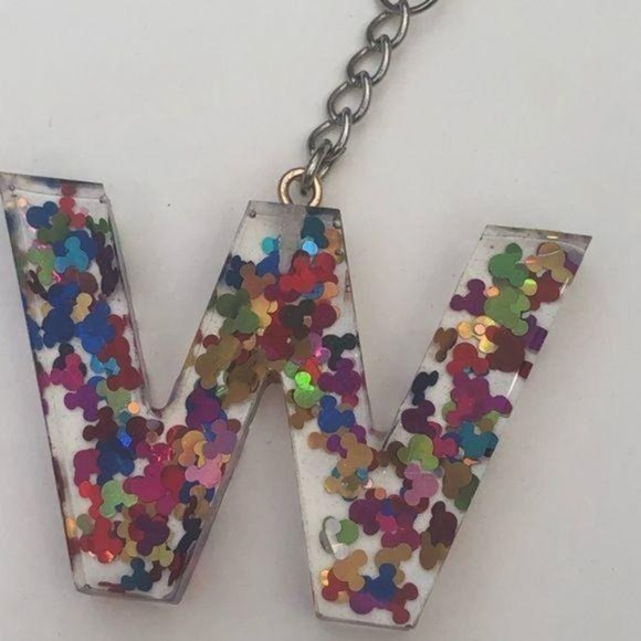 Handmade W Mickey Mouse Resin Multicolor Glitter Key Chain - Picture 5 of 6